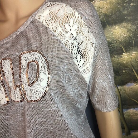 Love ❤️ Juniors Sweater S/S XL Tan and White Lace - Picture 5 of 7